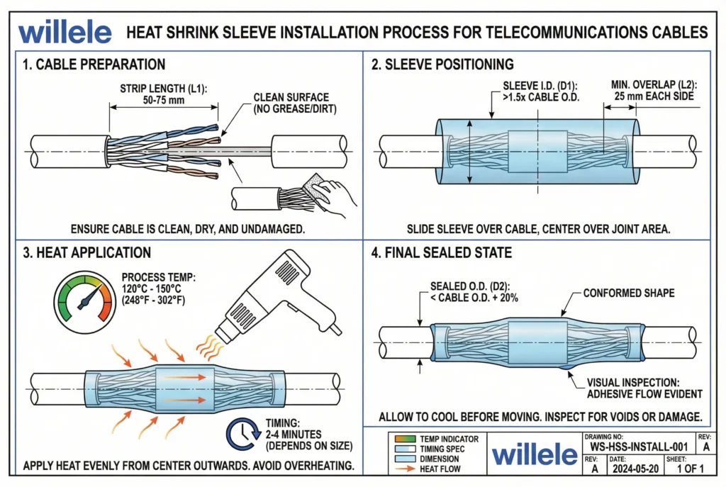 Willele Heat Shrink Installation Process Schematic