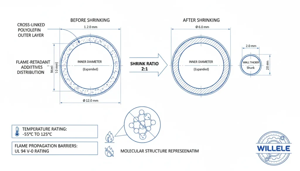Heat-Shrink Tubing Cross-Section Technical Drawing - willele