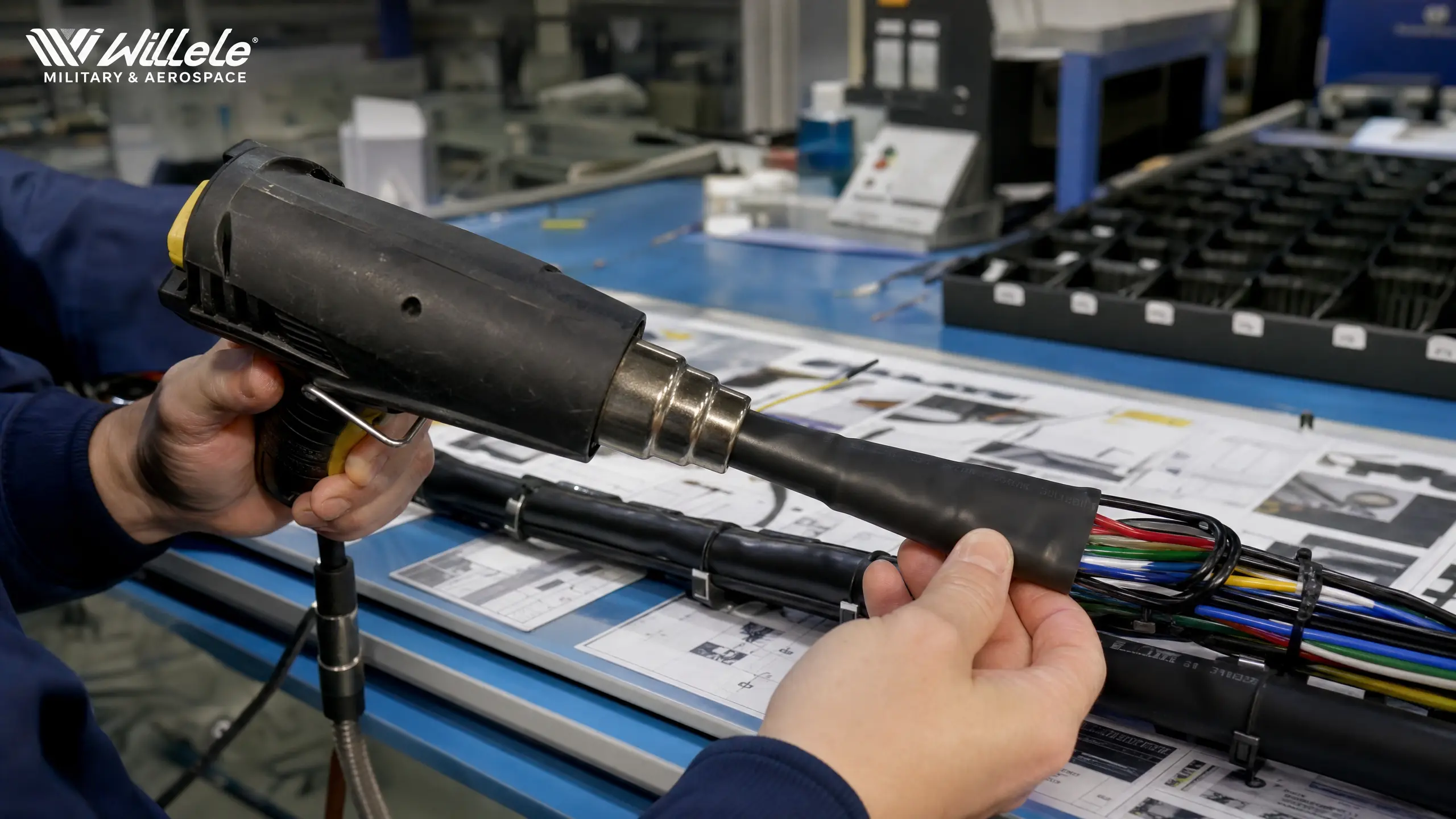 Military Flame-Retardant Heat-Shrink Tubing Installation