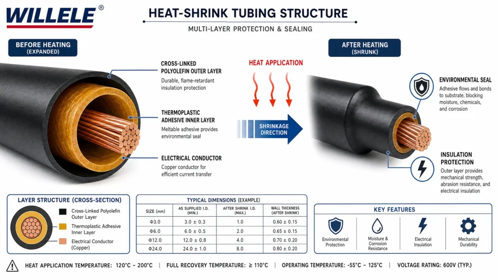 Technical Diagram - Heat-Shrink Tubing Cross-Section