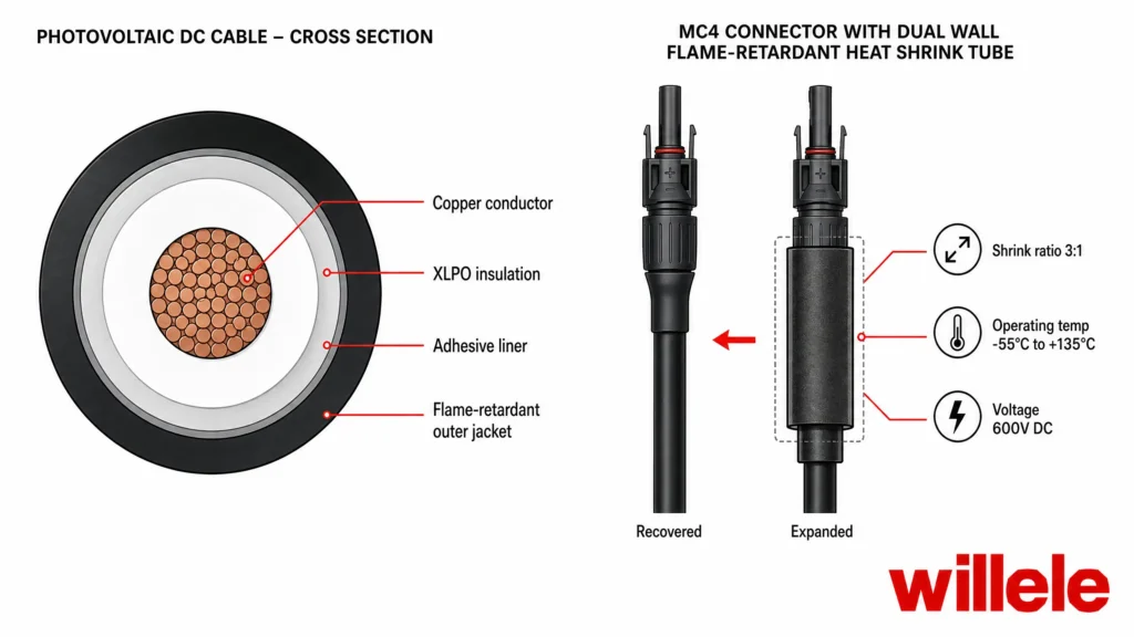 willele - PV Heat Shrink Tubing Cross-Section Diagram